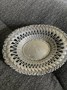 Sterling Silver 3868 Oval Dish With Monogram 6.5” X 5”. 99.3 Grams - Picture 1 of 5