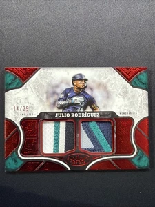 2025 Topps Tier One Relics Julio Rodriguez Dual Jersey Patch Red Foil/25 T1R-JRO - Picture 1 of 5