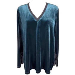 NWT Nic + Zoe Felicity Velvet Side-Tie Top Women’s Size XL Green Long Sleeve - Picture 1 of 17