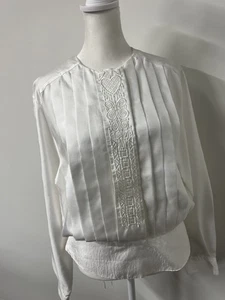 Vintage 80er 90er Karen Scott 10 viktorianische bestickte Bluse Perlenknöpfe edwardianisch - Bild 1 von 15