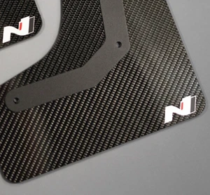 Hyundai i30N Hatch PFL 17-20 Black 4mm PVC CARBON shortieZ Mudflaps & Fixing Kit - Picture 1 of 2
