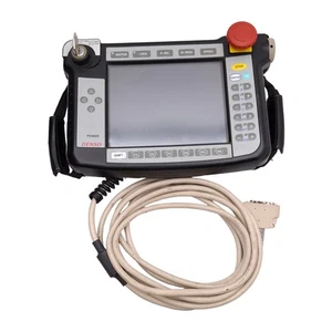 Denso TP-RC7M-1 Robot Teaching Pendant w/ Key & Cable, 7.5in, 24VDC *Scratched* - Picture 1 of 6