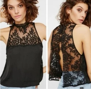 Neu mit Etikett Free People Damen-Spitzentop S schwarz an dich gebunden Flyaway hinten - Bild 1 von 10