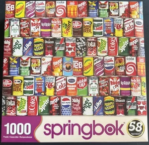 Springbok RETRO REFRESHMENTS 1000 Piece Puzzle 24"×30" Soda Cans Pepsi Mt Dew - Picture 1 of 3