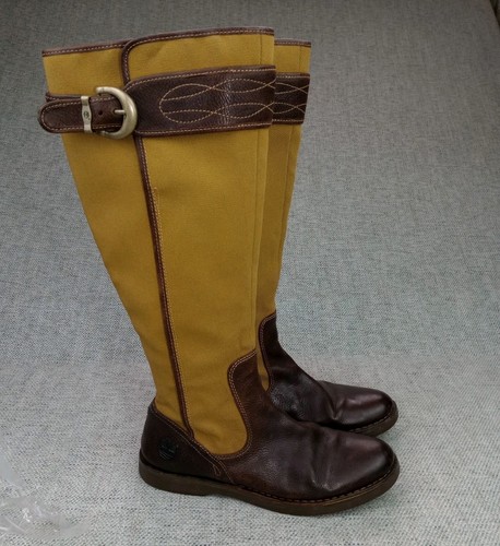 Stivali Timberland Cabot donna US 8W UK 6 Earthkeeper pelle tela lunghezza ginocchio