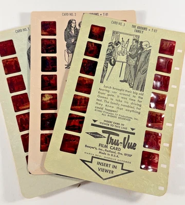 THE ADDAMS FAMILY 1965 TRU-VUE FILM CARDS SET OF THREE TRUE VINTAGE 3D WEDNESDAY - Image 1 of 4