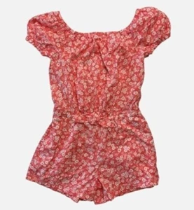 GAP Kids Short, puff sleeve one-piece romper for girls Pink Reef - Picture 1 of 1