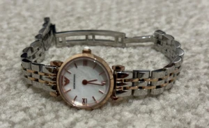 emporio armani ar1689 gianni two tone s/s mother of pearl dial ladies watch 22mm - Picture 1 of 12