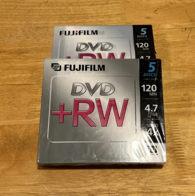 (2) 5 pack  Fujifilm  DVD+RW 4.7GB 120 Min Disc 4X  New Sealed 10 Total - Image 1 of 4