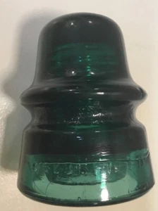 Brookfield Vintage Glass Insulator Dark Aqua Turquoise 162.3 Wrinkled Name - Picture 1 of 7