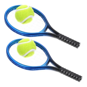 1 Set Miniature Tennis Racket and Ball Set for Dollhouse Realistic Miniature - Picture 1 of 12