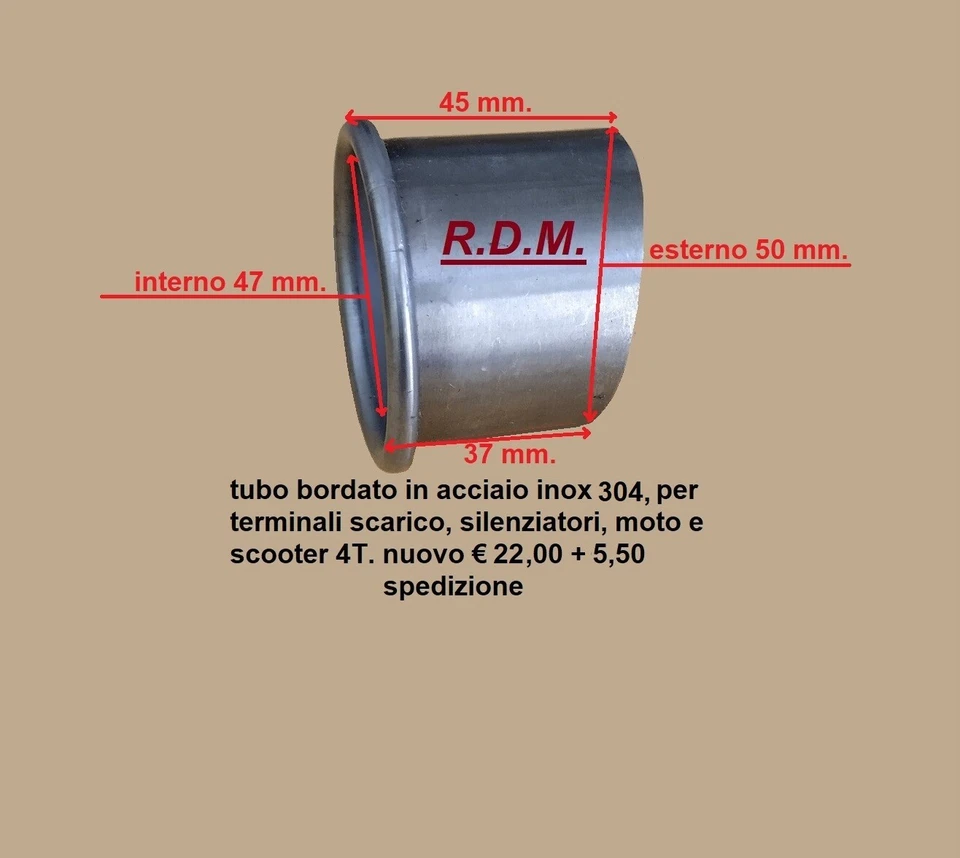 tubo bordato inox 304 x silenziatori e terminali moto e scooter, vedi misure - Immagine 1 di 1