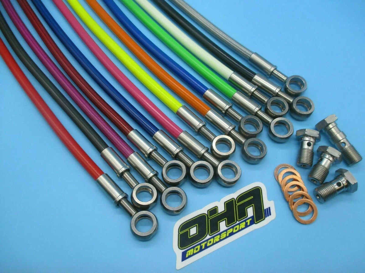 39 In-86 In Motorcycle Bike Braided Steel Brake Clutch Oil Hose Line Pipe Cable - Foto 2