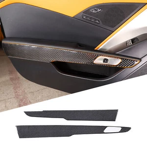 2x Carbon Fiber Inner Door Panel Trim Protector Cover Trim For Corvette C7 14-19 - Foto 1 di 12