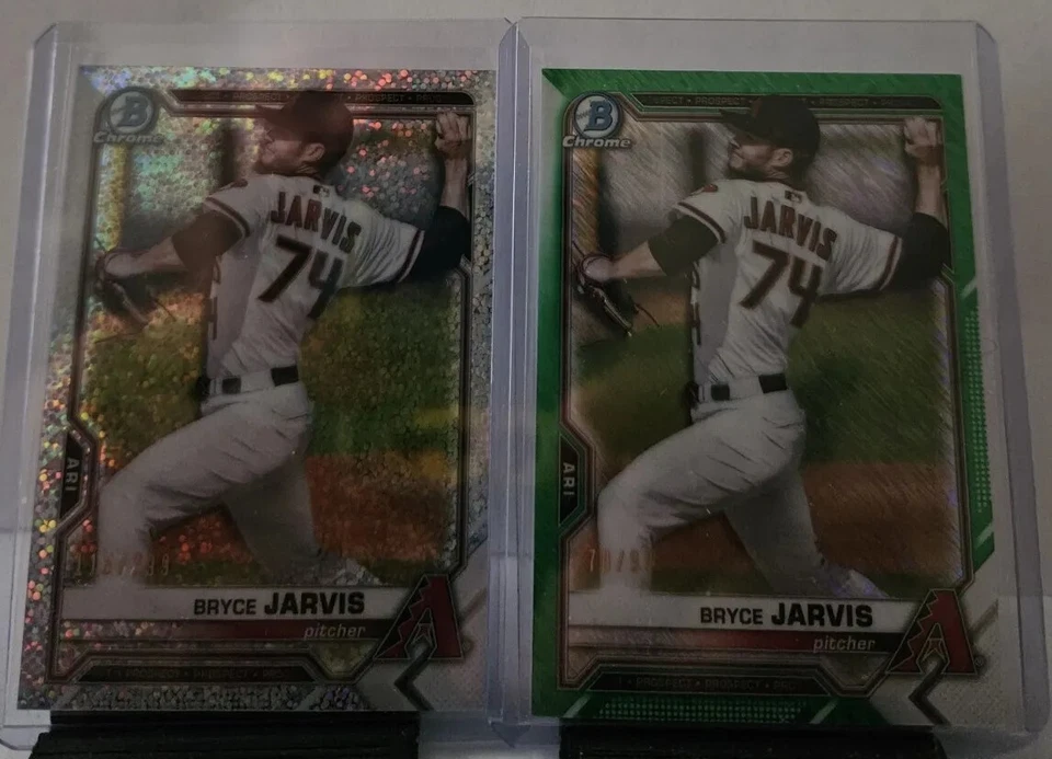 Bryce Jarvis 2021 Bowman Chrome #BCP44 Green Shimmer 70/99,white Sparkle 115/299 - Image 1 of 4