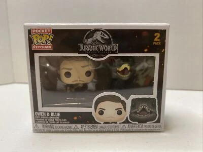 Funko Pocket Pop! Llavero Jurassic World paquete de 2 Owen & Blue Velociraptor NUEVO Foto 1 de 4