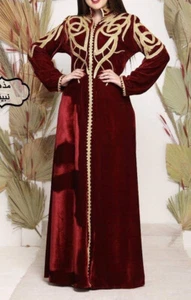 SALE Moroccan Dubai Kaftans Farasha Abaya Dress Very Fancy Long Velvet Dresses 4 - Picture 1 of 24