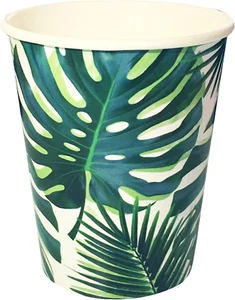 8Pk (250Ml/9Oz) Tropical Paper Party Cups | 'HOME' Recyclable Disposable , Eco-F - Picture 1 of 12