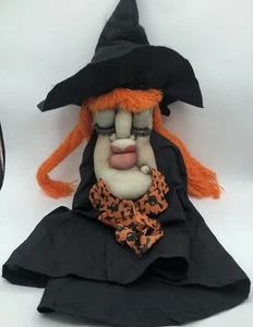 19" Handarbeit Strumpfhose Hexenkopf Handarbeit Halloween Dekoration - Bild 1 von 7