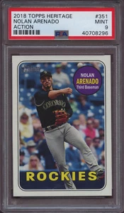 2018 Topps Heritage 351 Nolan Arenado Action PSA 9 Mint - Picture 1 of 1
