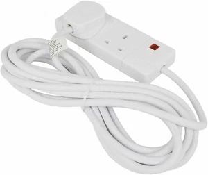 2 Way Gang 6 Meter Long Lead UK Plug Extension Cable Socket Cord CE Approved - Picture 1 of 2