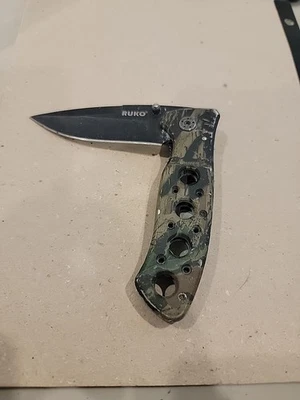 Складной спортивный нож RUKO с простым лезвием из нержавеющей стали и вкладышем с замком - Изображение 1 из 4