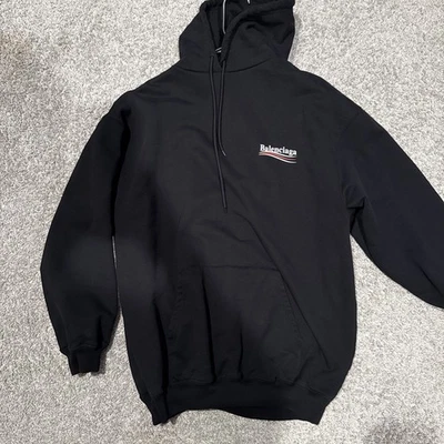 Balenciaga Political Campaign 超大连帽衫黑色,尺寸 S — 第 1/4 张图片