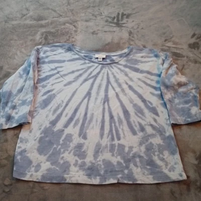 J Jill Pure Shirt Womens Sz Petite Small Tie Dyed Blue White Jersey Top Blouse - Image 1 of 4