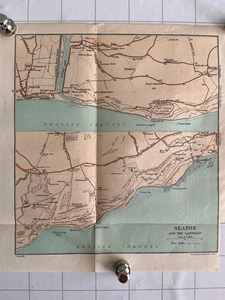 SEATON and the LANDSLIP - 1915 Original Antique County Map England Devon - Picture 1 of 7