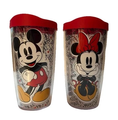 Стакан изолированный Disney Mickey & Minnie Mouse 16 унций Tervis с крышками сделано в США - Изображение 1 из 4