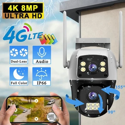 Telecamera IP 4K 8MP 4G SIM doppia lente esterna impermeabile 360 ° Rileva umano - Immagine 1 di 4