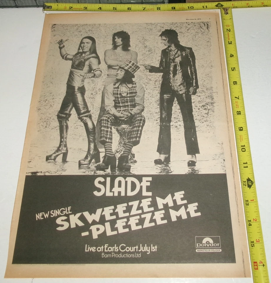SLADE Vintage Original AD Advert Single 1973 Skweeze Me Pleeze Me Noddy Holder - Image 1 of 1