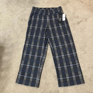 Liverpool Mabel Pull-On Soft Wide Leg Black Blue Plaid Pants Women's Medium-New - Picture 1 of 5