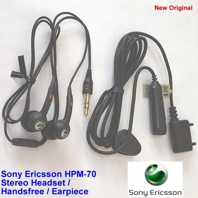100% Genuine Original Sony Ericsson HPM-70 Stereo Headset Earpiece Handsfree Blk - Image 1 of 3