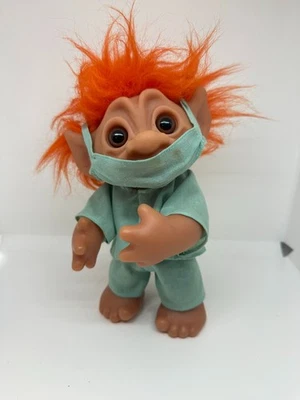 Muñeca Troll Thomas Dam de Colección 8" Doctor Enfermera Ropa Exfoliante Sello Dinamarca 1977 Foto 1 de 4