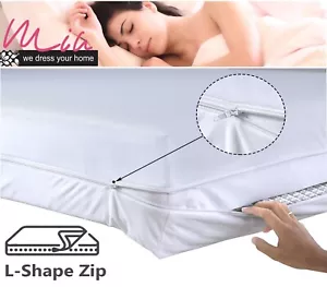 100% Cotton Mattress Protector zip Anti Bed Bug Allergy Double Matress Cover - Picture 1 of 14