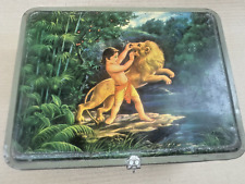 Vintage Tin box Child playing with lion Color litho unknown Artist illustration
