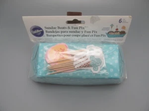 Wilton Sundae Paper Boats & Fun Pix 415-0252 Aqua Dot (6-Pack) - Picture 1 of 2