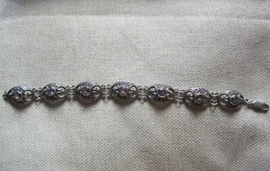 Quality Vintage Sterling silver Amethyst & Marcasite Bracelet - Picture 1 of 4