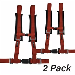 Red PAIR of 4 Point Harnesses - 2014-2020 Polaris RZR - Picture 1 of 5