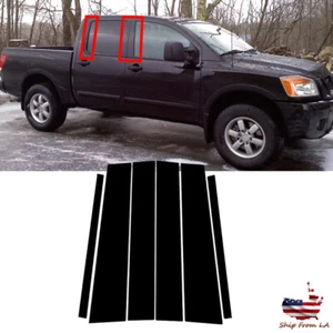 6x Glossy Black Pillar Post Door Trim Cover Kit For Nissan Titan Crew Cab 04-15 - Picture 1 of 9