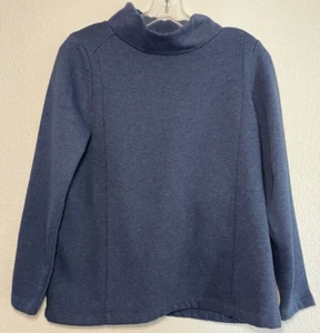 J.Jill Navy Blue Mock Neck Long Sleeve Sweater Petite Medium Comfort Casual - Picture 1 of 5