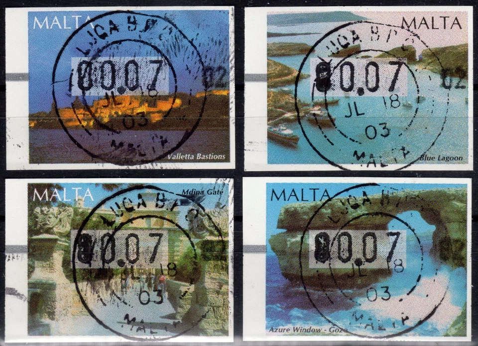 2002 MALTA ATM Stamps 1-4 / Frama Machine 02 / Luqa / 7ct first day - Image 1 of 1