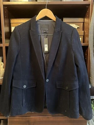 Chaqueta Blazer Banana Republic Mujer Negra Bolsillos con Botones Talla 14 Foto 1 de 4