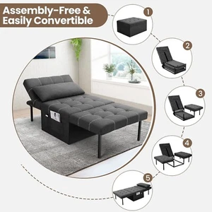 4 in 1 Convertible Sleeper Sofa Chair w/6-Level Adjustable Backrest Modern USA - Picture 1 of 61