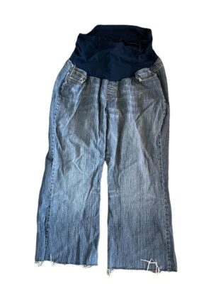 American Star Distressed Plus Size Maternity Denim Straight Medium Wash Jeans 2x - Image 1 of 4