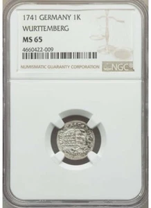 Germany Wurttemberg 1741 Kreuzer NGC MS65 - Extremely Scarce ! - Picture 1 of 2