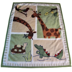 Kidsline Sansibar Plüsch Babydecke Giraffe Alligator Schildkröte Vogel grün braun  - Bild 1 von 10