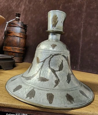 Antigua base de cachimba de latón persa arte mogol Foto 1 de 4