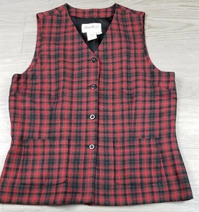 Chaleco Eddie Bauer Botón Frontal Lana Forrado a Cuadros Talla Mediana  - Imagen 1 de 7